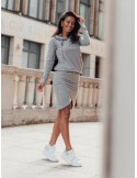 Women\'s sports set, skirt and hoodie, gray FI697 - Online store - Boutique